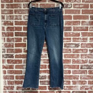 MOTHER The Hustler Patch Pocket Ankle Fray Jeans EUC Size 32